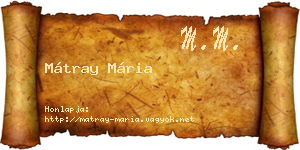 Mátray Mária névjegykártya